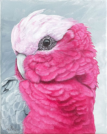 Wandbild Rosakakadu Galah - Original Kunst Acrylgemälde, Wanddeko Bild Papagei