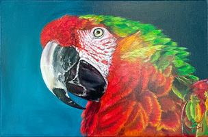 Gemälde Ara - Original Kunst Acrylgemälde, Wanddeko Bild Papagei, Birdart