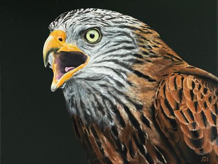 Wanderfalke, Sakerfalke. Acrylgemälde
