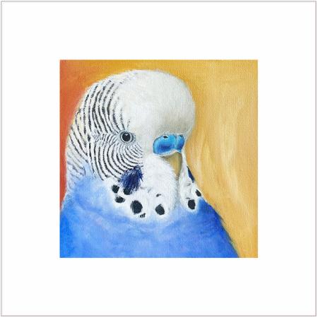 Wanddeko Kunstdruck blauer Wellensittich, Welli