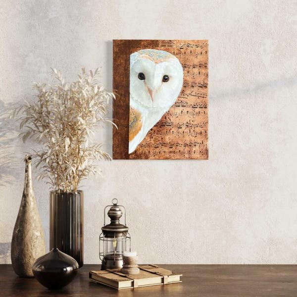 Barn owl original acrylic bird painting