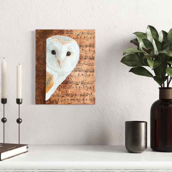 Barn owl original acrylic bird painting