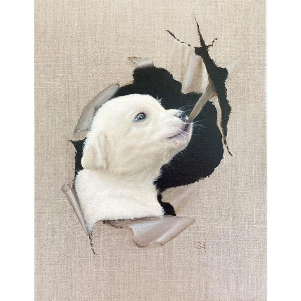 Golden Retriever Welpe. Acrylgemälde