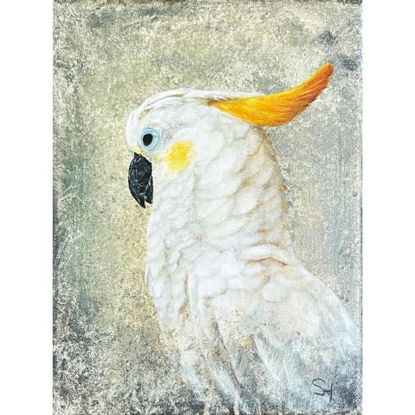 Yellow-crested Cockatoo original acrylic parrot painting
