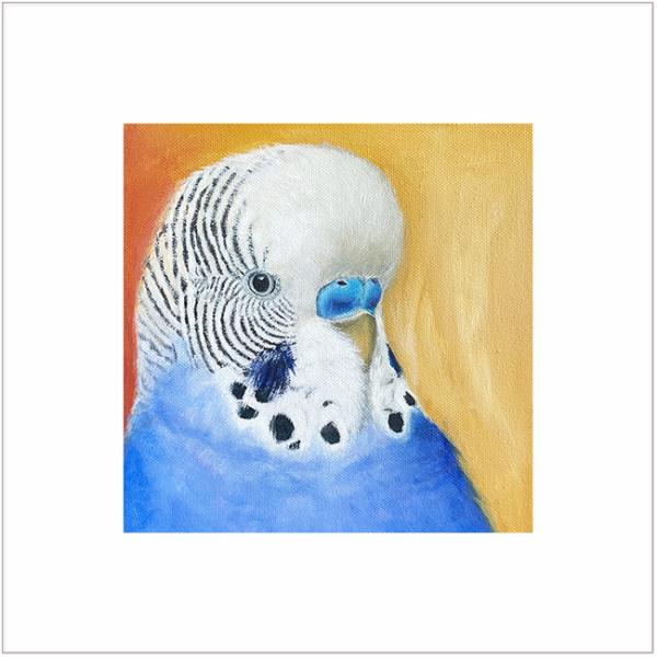 Wanddeko Kunstdruck blauer Wellensittich, Welli